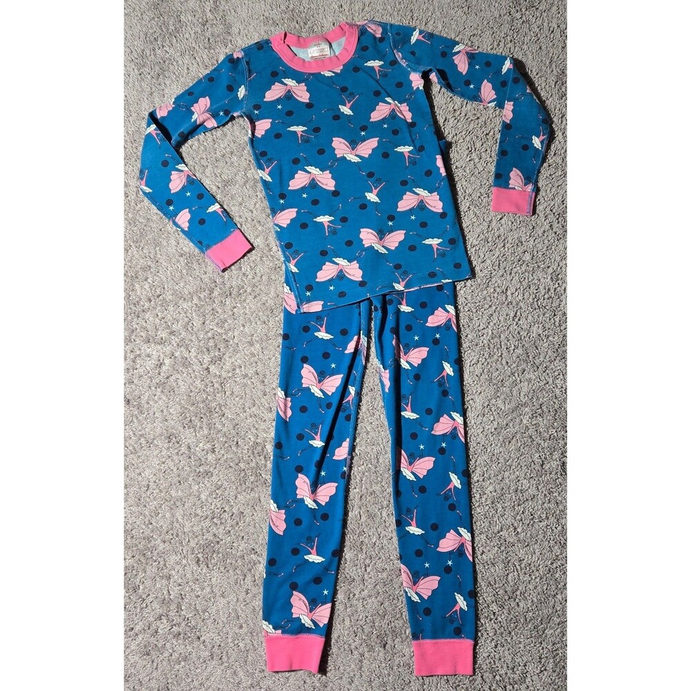 Hanna Andersson Fairy Ballerina Long Sleeve Pants Pajamas Set Teal Pink Youth 12